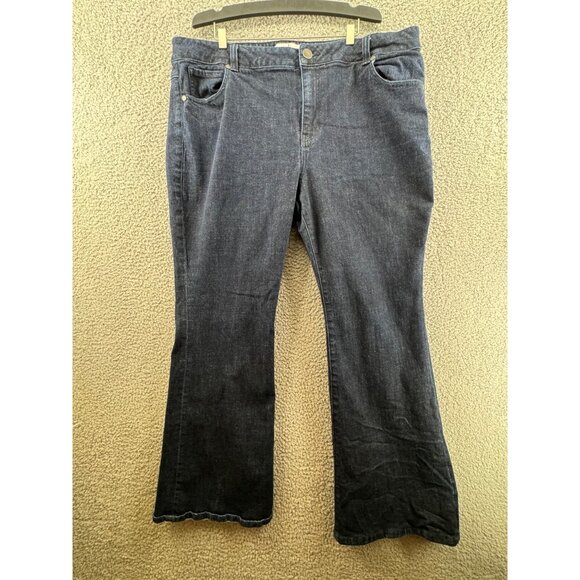 Cabi Trouser Jeans Denim Jeans Size 18 Dark Wash Stretch Wide Leg - Picture 1 of 10